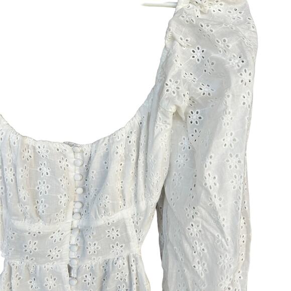 Sabo Luxe white eyelet long sleeve criss cross back dress Size 10 - Picture 3 of 11